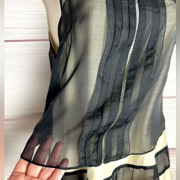 Rag & Bone Silk Layered Top Sleeveless Black Ivory Adjustable Strap Excellent 2 - Picture 4 of 13